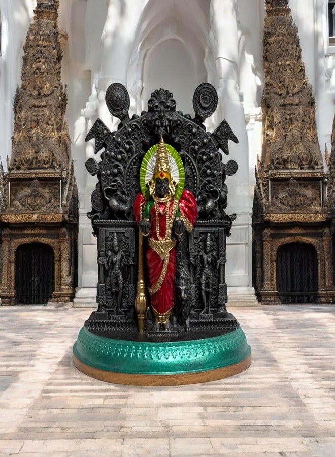 KariGhar, Kolhapur Mahalaxmi in Navari Saree Murti for Study Table Car Dashboard, Home, Puja Ghar, Gifting (Saree Colour May Vary) Inch Multi Color - Image 3